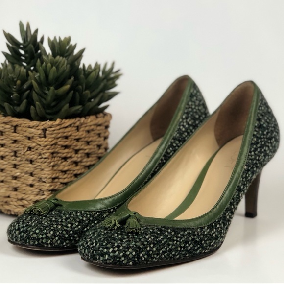 Ann Taylor Loft Tweed Leather Trim Tassel Pumps - Picture 1 of 8